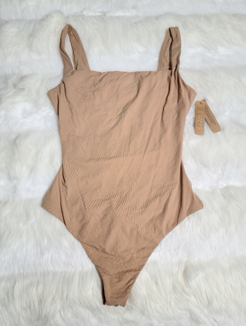 SKIMS Fits Everybody Square Neck Bodysuit Tan Ochre Women XS NEW
